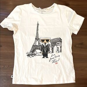 Karl Lagerfeld Designer Graphic T-Shirt with Paris Design
